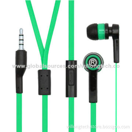 Flat Earphones for Mobile Phones, High-quality TPE Flat CableNew